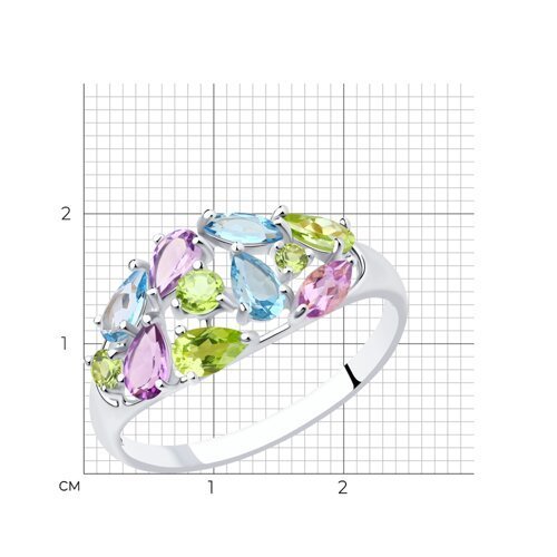 Кольцо из серебра с полудрагоценными вставками (Арт.92011378)