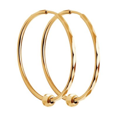 Серьги конго из золота с алмазной гранью (Арт.140120)