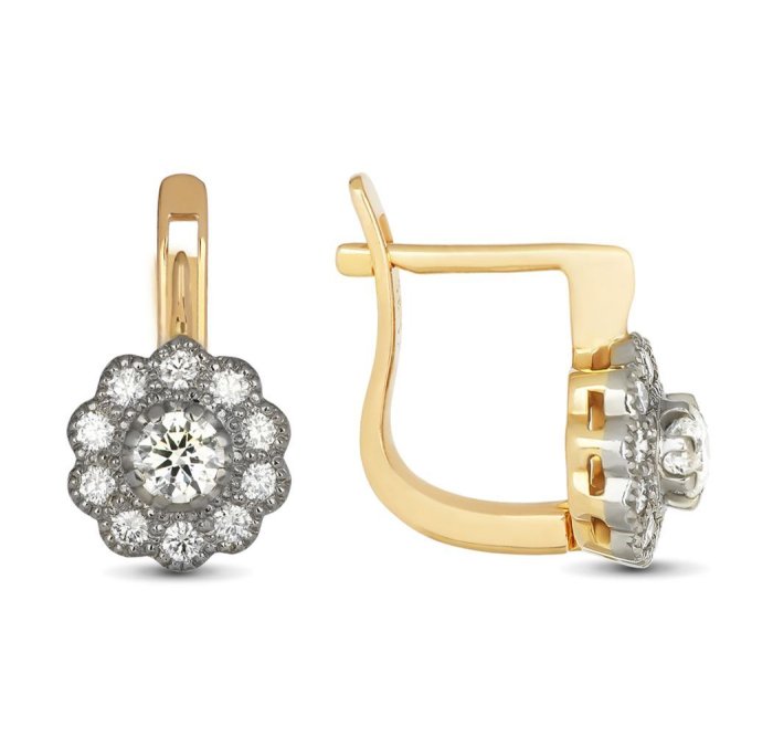 Серьги из золота с бриллиантом Русские Самоцветы (Арт.10167)