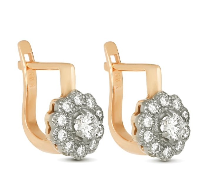 Серьги из золота с бриллиантом Русские Самоцветы (Арт.10167)