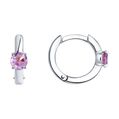 Серьги из серебра с аметистом «Лиловый круг» Соколов (арт.9202)