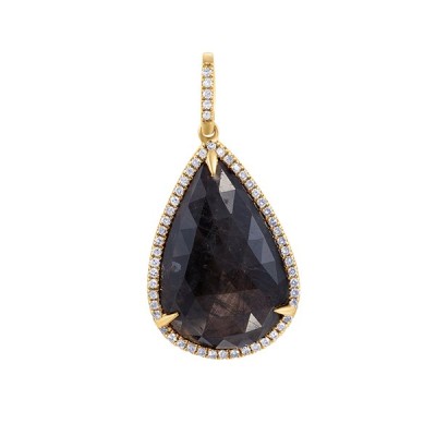 Кулон с бриллиантами и корундом «Ночная Груша» из золота 585 MyJewel (арт.P111104A1-13_CR_YG)