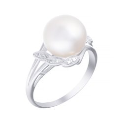 Кольцо из белого золота с бриллиантом и жемчугом (Арт.q543pfa4wt_wp_wg) Кольцо из белого золота с бриллиантом и жемчугом (Арт.q543pfa4wt_wp_wg)