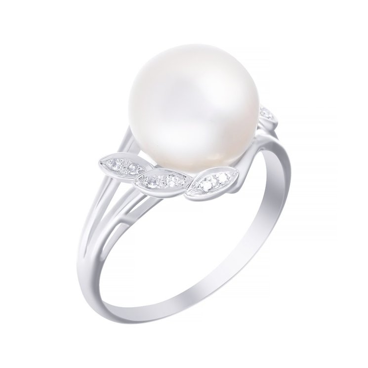 Кольцо из белого золота с бриллиантом и жемчугом (Арт.q543pfa4wt_wp_wg) Кольцо из белого золота с бриллиантом и жемчугом (Арт.q543pfa4wt_wp_wg)