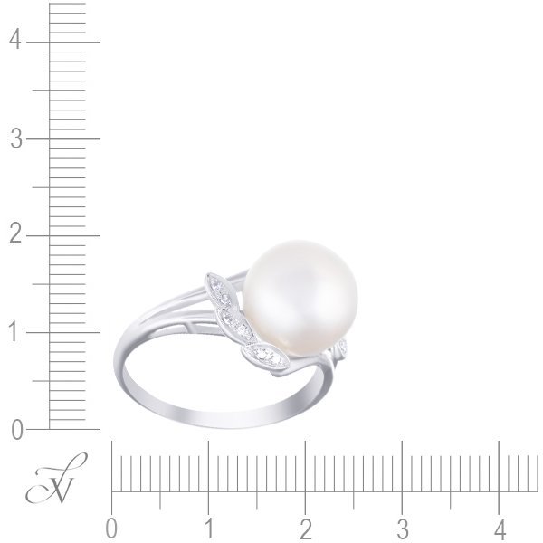 Кольцо из белого золота с бриллиантом и жемчугом (Арт.q543pfa4wt_wp_wg)