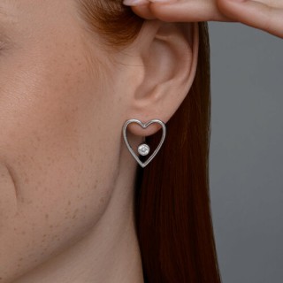 Серьги из серебра с фианитами «Сердце сияния» Соколов (арт.94026821)