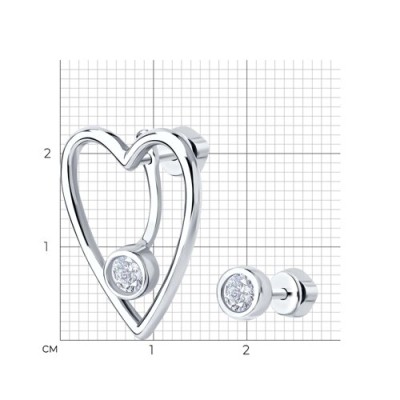 Серьги из серебра с фианитами «Сердце сияния» Соколов (арт.94026821)