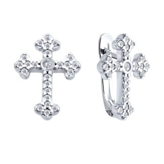 Серьги из серебра с фианитом «Сияющий Крест» Соколов (арт.94026994)
