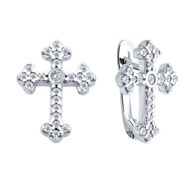 Серьги из серебра с фианитом «Сияющий Крест» Соколов (арт.94026994)