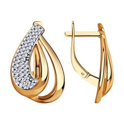 Серьги из золочёного серебра с фианитами (Арт.93-120-00691-1)