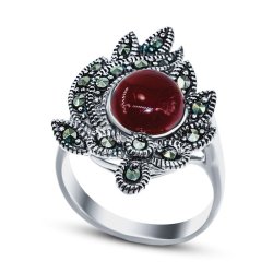 Кольцо Серебряные крылья (Арт.210013-39-257_agat_markazit)