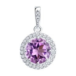 Подвеска из серебра с аметистом и фианитами (Арт.94-330-02052-3)
