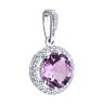 Подвеска из серебра с аметистом и фианитами (Арт.94-330-02052-3)