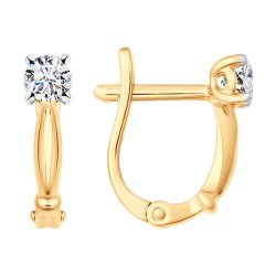 Серьги из золоченого  серебра с фианитами (Арт.93022378)
