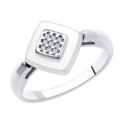 Кольцо из серебра с керамической вставкой и фианитами (Арт.94-110-01270-2)
