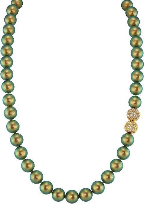 Ожерелье из серебра с жемчугом и куб. цирконием (Арт.32l-gk-26)