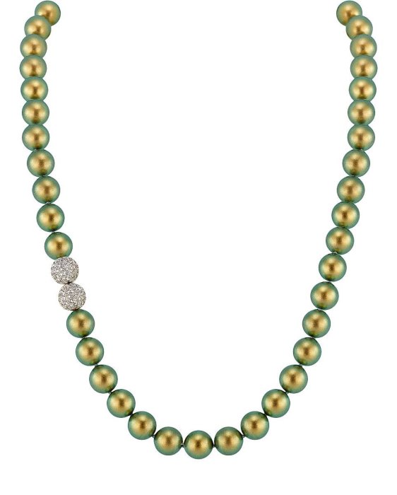 Ожерелье из серебра с жемчугом и куб. цирконием (Арт.5l-sk-26)