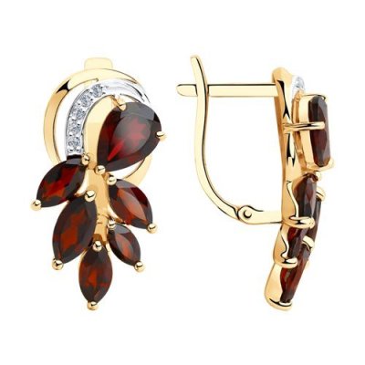 Серьги золотые с гранатом «Алая орхидея» MyJewels (арт.51320003531)