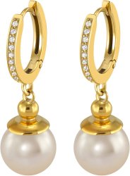 Серьги из серебра с жемчугом и кристаллом swarovski (Арт.aas-4-b-10-4-g)