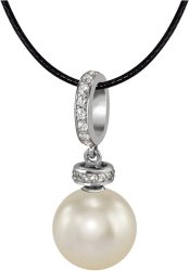 Кулон из серебра с жемчугом и кристаллом swarovski (Арт.abp-2-10-3-s)
