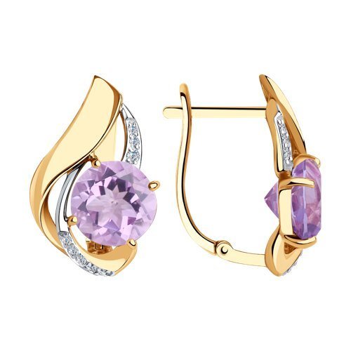 Серьги золотые с аметистом «Лиловый Шарм» Соколов (арт.5122)