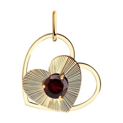 Подвеска золотая с гранатом «Пульс Сердца» Соколов (арт.51-330-01428-2)