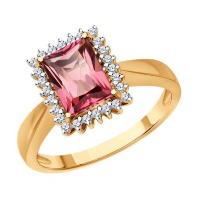 Кольцо из золота с бриллиантами и турмалином (Арт.6014292)