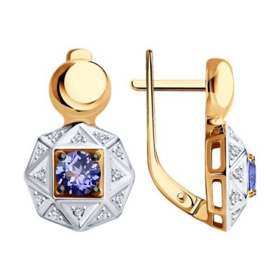 Серьги из золота с бриллиантами и танзанитами «Геометрия неба» Соколов (арт.6024049)