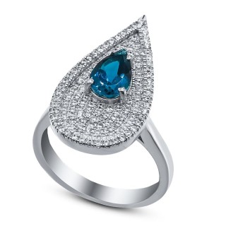 Кольцо серебряное с топазом London Blue и куб. цирконами «Крылья мечты» Myjewels (арт.21qsrgg00610-19-120_topazlondonblue_kubcirkonii)