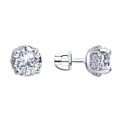 Серьги из серебра с фианитами (Арт.94023408)