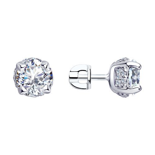 Серьги из серебра с фианитами (Арт.94023408)