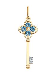 Подвеска золотая пробы 585 с топазом (Арт.732947) Подвеска золотая пробы 585 с топазом (Арт.732947)