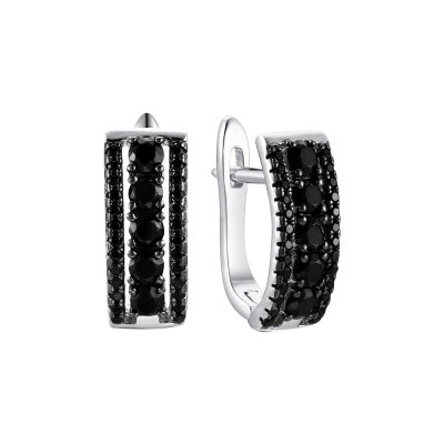 Серьги из серебра с фианитом и шпинелью (Арт.cz-e00681-x-wb-b-x-b)