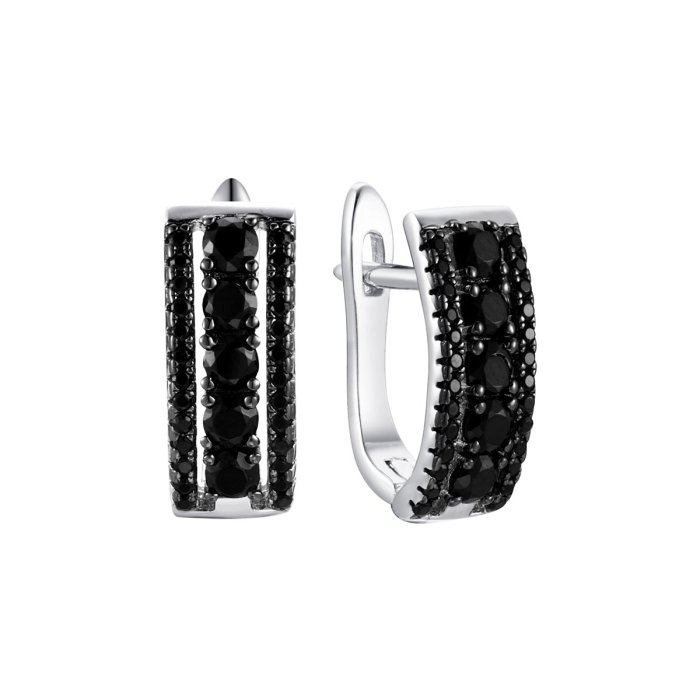 Серьги из серебра с фианитом и шпинелью (Арт.cz-e00681-x-wb-b-x-b)