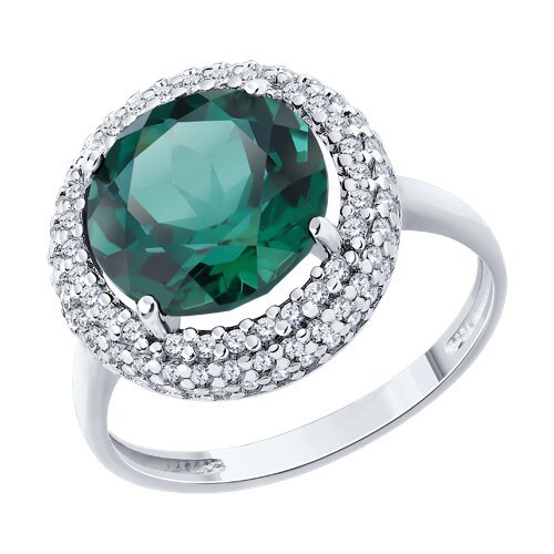 Кольцо из серебра с кварцем и фианитами (Арт.92014678)