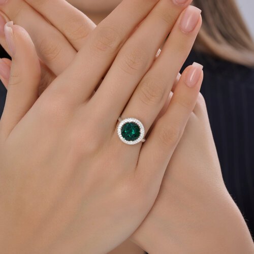 Кольцо из серебра с кварцем и фианитами (Арт.92014678)