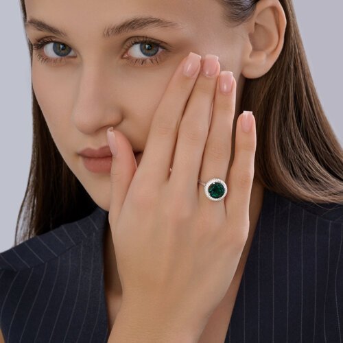 Кольцо из серебра с кварцем и фианитами (Арт.92014678)