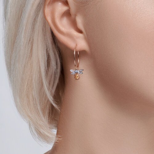 Серьги золотые пробы 585 с цитрином (Арт.728588)