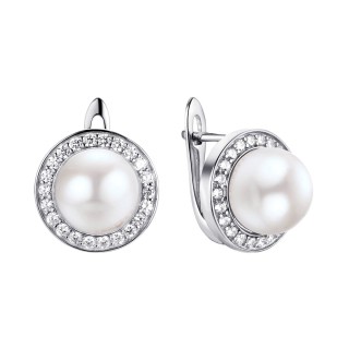 Серьги с жемчугом и фианитами «Nautilus Shine» Fresh Jewelry (арт.PI-E00150-X-W-PN-X-W)