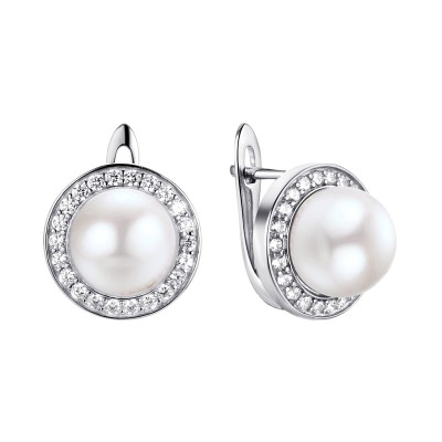 Серьги с жемчугом и фианитами «Nautilus Shine» Fresh Jewelry (арт.PI-E00150-X-W-PN-X-W)