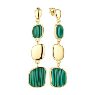 Серьги серебряные с малахитом «Gravity Line» Fresh Jewelry (арт.RB-E01928-X-L-Mal-X-X)