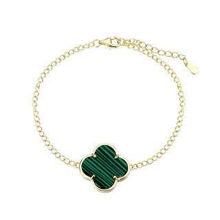 Браслет серебряный с малахитом «Lucky Clover» Fresh Jewelry (арт.TC-B02028-X-L-Mal-X-X)