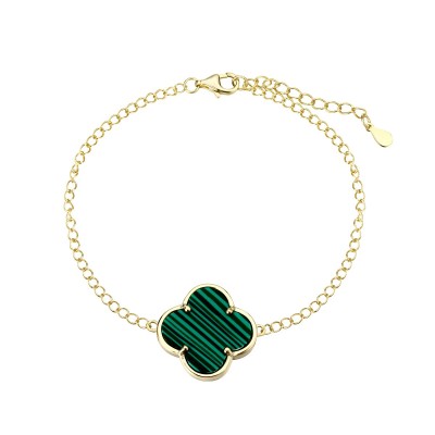 Браслет серебряный с малахитом «Lucky Clover» Fresh Jewelry (арт.TC-B02028-X-L-Mal-X-X)