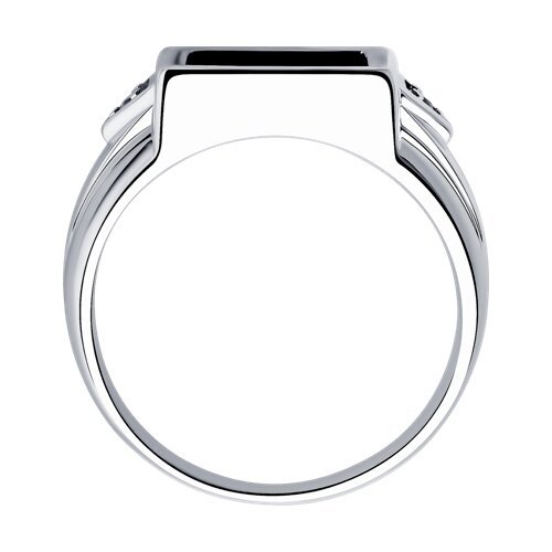 Кольцо печатка из серебра с наношпинелью и фианитами «Ночной акцент» SOKOLOV (арт.94-112-00491-1)