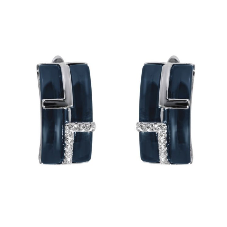 Серьги из серебра с керамикой и куб. цирконием (Арт.tc-e00634-vl-w-x-x-w)