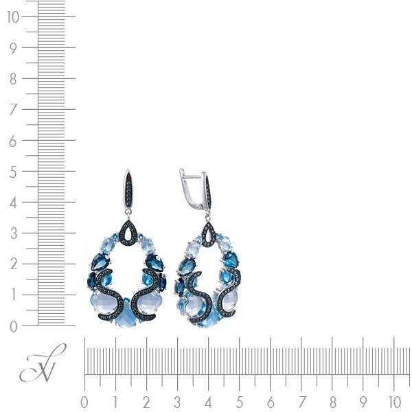 Серьги из белого золота с бриллиантом и топазом (Арт.e48297d0s14wb002_sr_dl_bt_lt_wg)