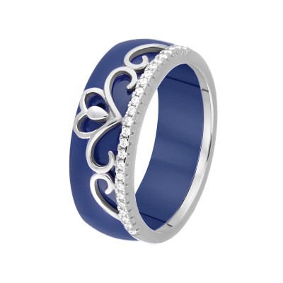 Кольцо с керамикой и кубическим цирконием «Ceramic Grace» Fresh Jewelry (арт.TC-R00611-Вl-W-X-X-W)