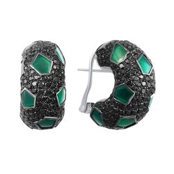 Серьги из белого золота с бриллиантом и изумрудом (Арт.es0319-001_sr_db_eb_wg)