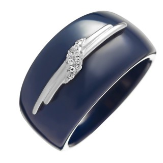 Кольцо серебряное с керамикой и куб. цирконием «Ceramic Wave» Fresh Jewelry (арт.TC-R01118-Вl-W-X-X-W)