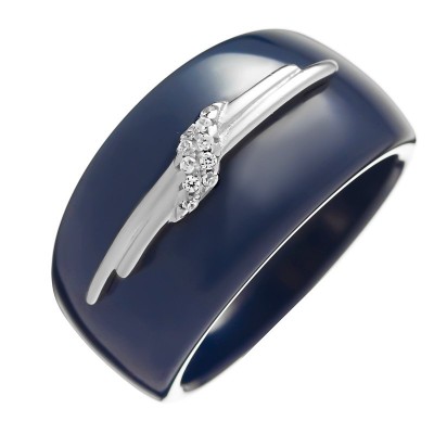 Кольцо серебряное с керамикой и куб. цирконием «Ceramic Wave» Fresh Jewelry (арт.TC-R01118-Вl-W-X-X-W)